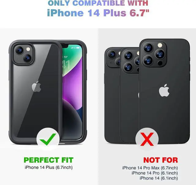 Alt view image 7 of 7 - Diaclara Designed for iPhone 14 Plus Case, Full Body Rugged Case with Built-in Touch Sensitive Anti-Scratch Screen Protector, with Camera Lens Protector for iPhone 14 Plus 6.7" (Black)