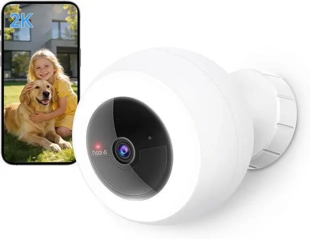 Main image of Noorio 2K Wireless Outdoor Security Camera, Battery/Solar Powered Camera | 600lm Spotlight, AI Detection, Rechargeable 12600mAh Battery, 16GB Local Storage, Color Night Vision, 2.4GHz WiFi, B310