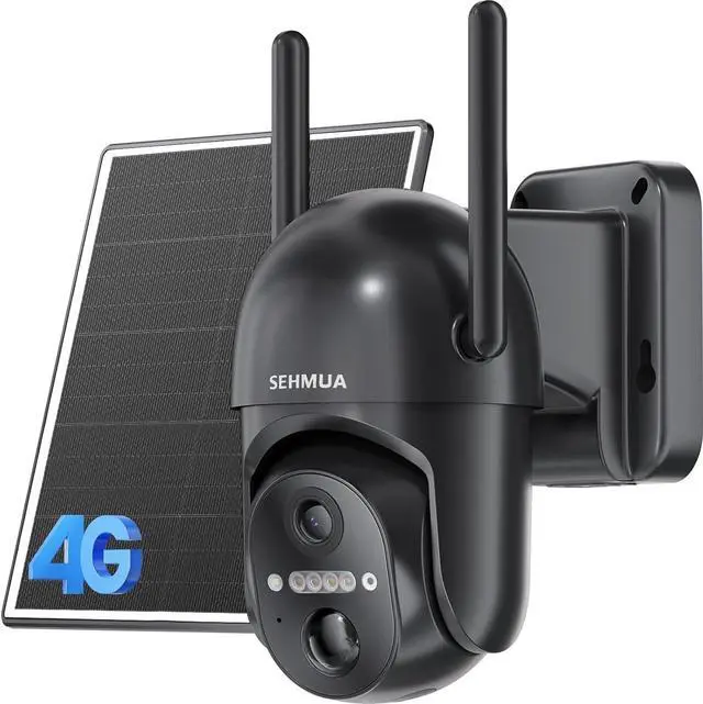 Main image of SEHMUA 4G LTE Cellular Solar Security Camera Wireless Outdoor, No Wi-Fi Solar Powered Camera, 360° Live View, 2K Color Night Vision, PIR Motion Sensor, Two-Way Talk, Built-in SIM Card