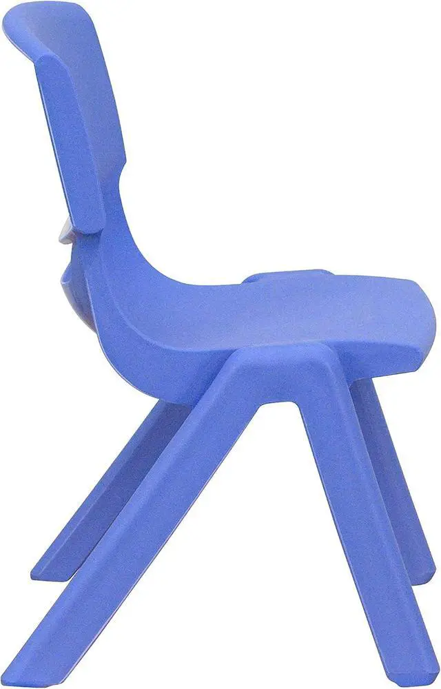 Alt view image 3 of 4 - Flash Furniture Emmy 33'' Round Blue Plastic Height Adjustable Activity Table Set with 4 Chairs | Height Adjustable Table, Durable Construction, Commercial Use