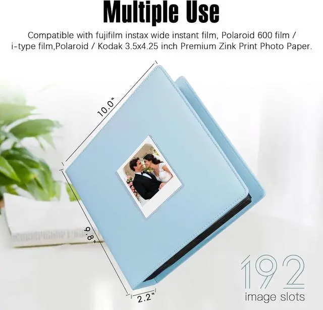 Alt view image 2 of 7 - Veicevol 256-Pocket Album for Polaroid i-Type, 600 & SX-70 Photos, Blue | Designed for Fujifilm Instax Wide Photos, Water-Resistant PU Leather Cover, Front Window, Securely Holds Up to 256 Photos