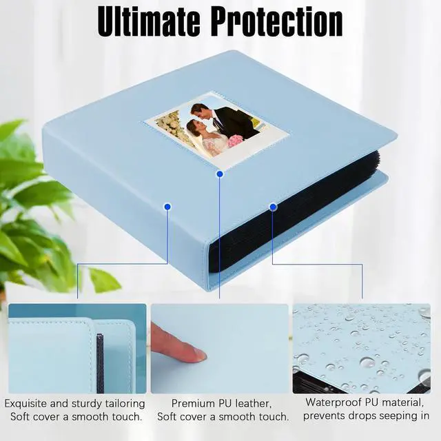 Alt view image 5 of 7 - Veicevol 256-Pocket Album for Polaroid i-Type, 600 & SX-70 Photos, Blue | Designed for Fujifilm Instax Wide Photos, Water-Resistant PU Leather Cover, Front Window, Securely Holds Up to 256 Photos
