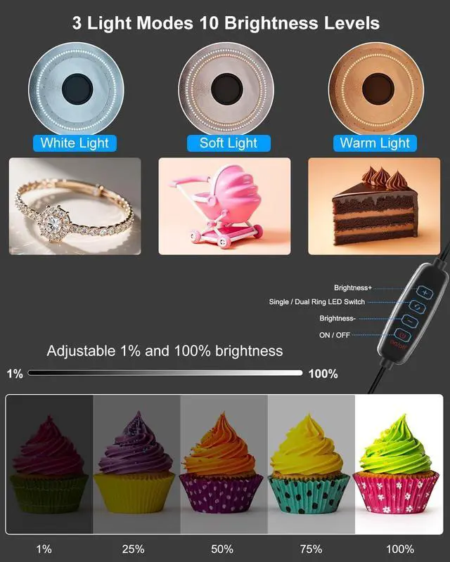 Alt view image 2 of 7 - Photo Studio Box, PULUZ 40cm Folding Lightbox 160 LED Ring Light Portable Photo Studio Photography Shooting Tent Box Kit 12 Colors Backdrops USB Light Box for Phones DSLR Camera 16 x 16 inch