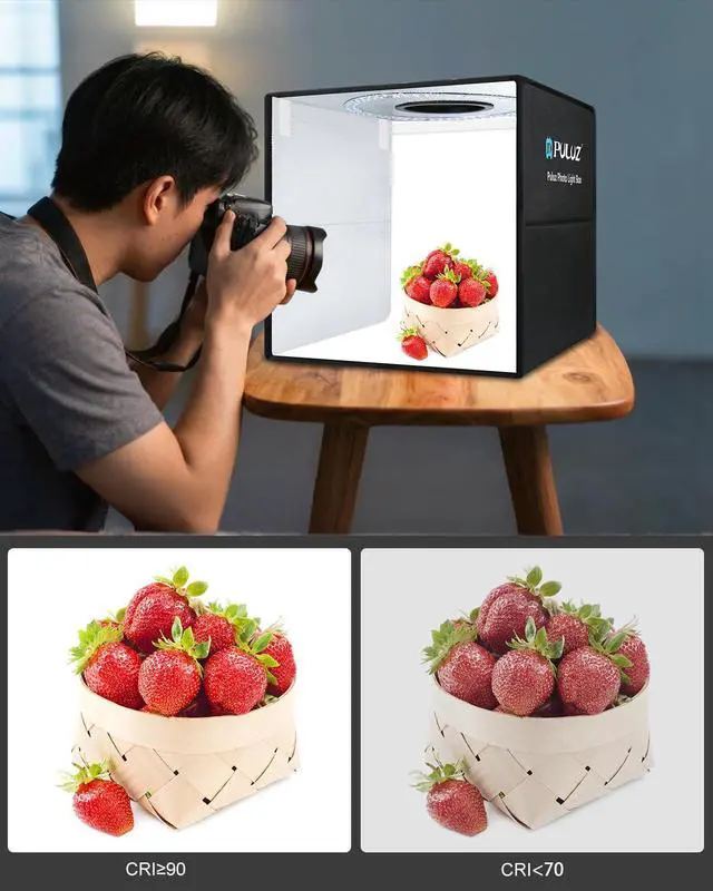 Alt view image 3 of 7 - Photo Studio Box, PULUZ 40cm Folding Lightbox 160 LED Ring Light Portable Photo Studio Photography Shooting Tent Box Kit 12 Colors Backdrops USB Light Box for Phones DSLR Camera 16 x 16 inch