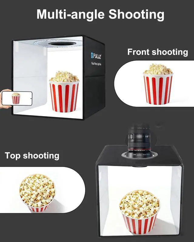 Alt view image 6 of 7 - Photo Studio Box, PULUZ 40cm Folding Lightbox 160 LED Ring Light Portable Photo Studio Photography Shooting Tent Box Kit 12 Colors Backdrops USB Light Box for Phones DSLR Camera 16 x 16 inch