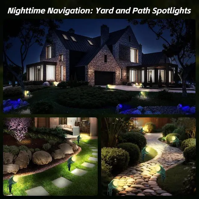 Alt view image 5 of 7 - Halloween Spotlight Outdoor,2700K Warm White LED LandscapeSpot Lights with RGB 3 Lenses, IP67Waterproof, 120V Plug-in, Holiday & Everyday Decorfor Yard Garden Lawn Tree (2 Pack, Green)