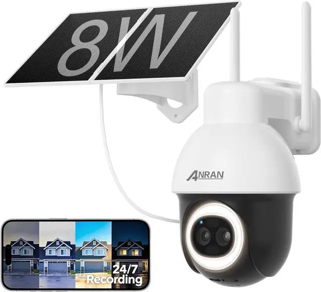 Main image of ANRAN 24/7 Recording Solar Security Camera Outdoor,AI Auto Tracking | 5MP AOV WiFi Wireless Cameras,360° View, 230FT Detection Distance, 18X Optical Zoom, Color Night Vision,Work with Alexa