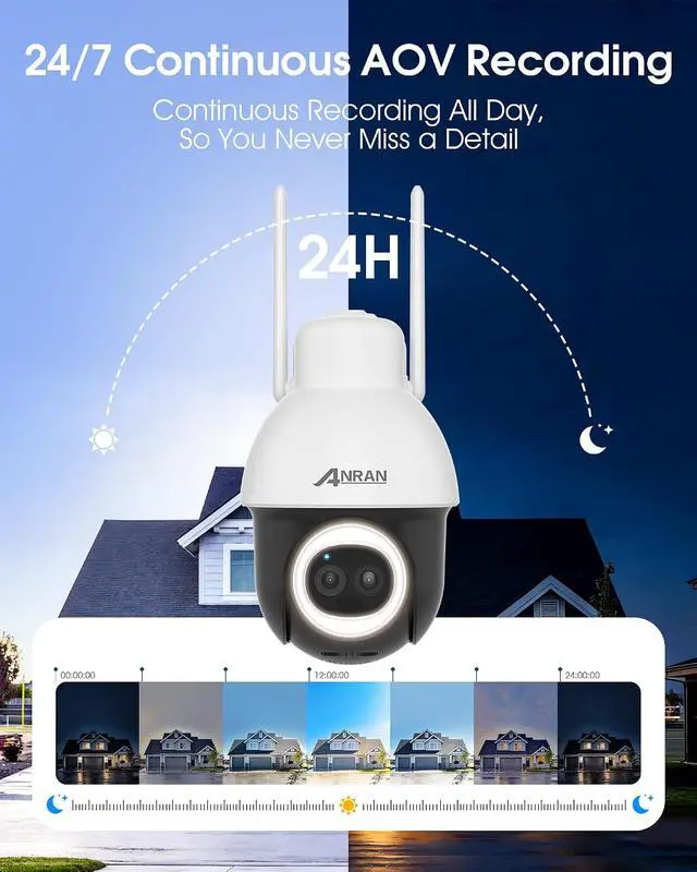 Alt view image 2 of 7 - ANRAN 24/7 Recording Solar Security Camera Outdoor,AI Auto Tracking | 5MP AOV WiFi Wireless Cameras,360° View, 230FT Detection Distance, 18X Optical Zoom, Color Night Vision,Work with Alexa