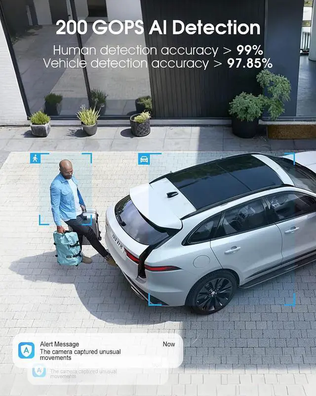 Alt view image 6 of 7 - ANRAN 24/7 Recording Solar Security Camera Outdoor,AI Auto Tracking | 5MP AOV WiFi Wireless Cameras,360° View, 230FT Detection Distance, 18X Optical Zoom, Color Night Vision,Work with Alexa