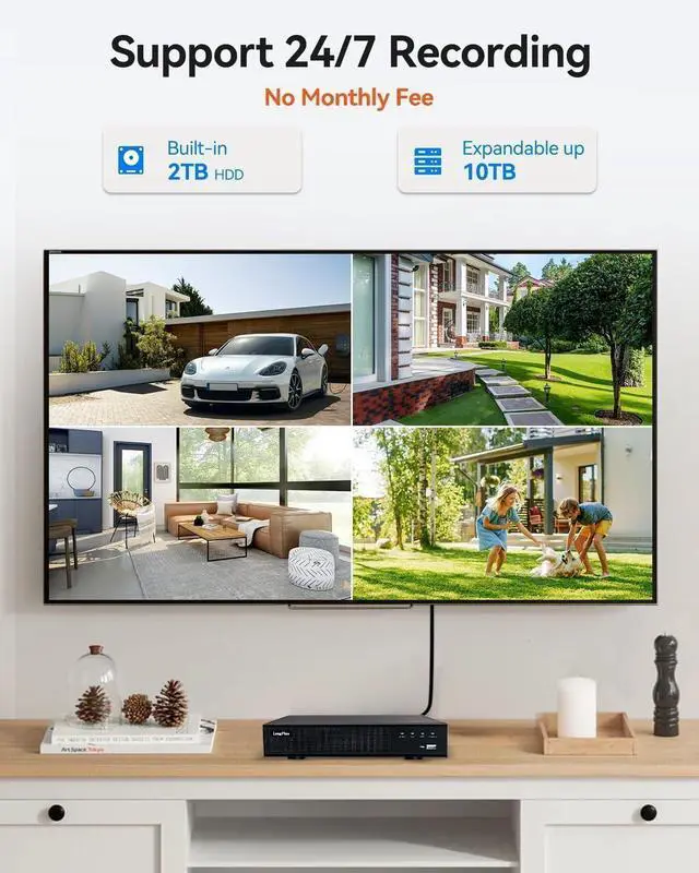 Alt view image 5 of 6 - LongPlus 4K-UHD 8MP Poe Security Camera, Work with NVR, Wired Bullet Camera, Color Night Vision, LED Spotlights, Strobe Light Alarm, 132° FOV, Two-Way Audio, AI Motion Detection