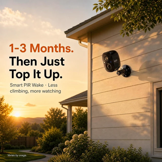 Alt view image 2 of 7 - Dzees 3MP 2K Wireless Outdoor Security Camera, Battery Powered, IP66 | Spotlight, siren alarm, AI motion detection, color night vision, WiFi, cloud and SD storage