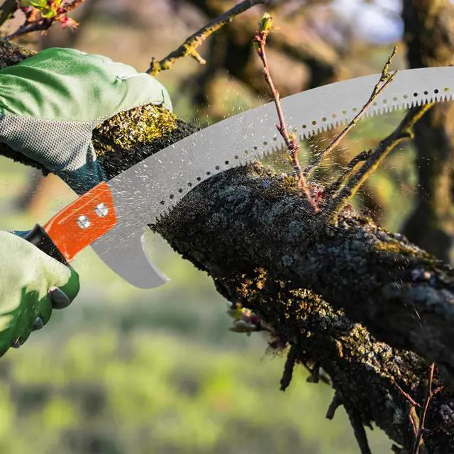 Alt view image 6 of 7 - 10FT Pole Saw for Tree Trimming 2-in-1 Hand Saw Steel Blade Tree Pruner | Adjustable Extension Pole with Triple Ground Tooth Blade and Dual Hooks for Cutting Branches in Yard Garden Patio