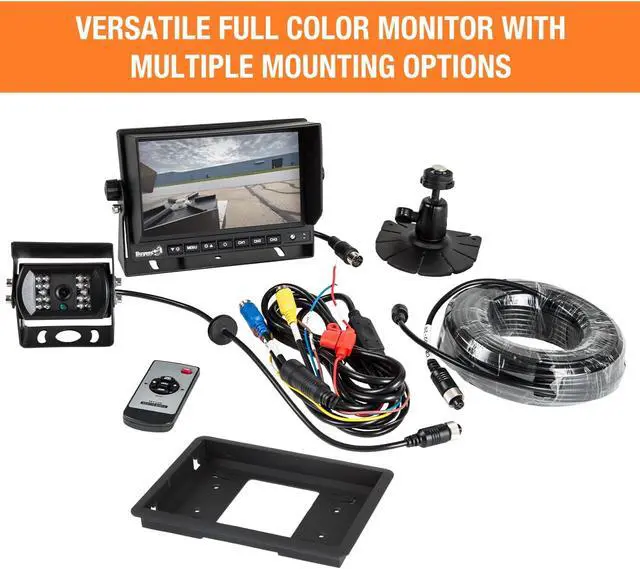 Alt view image 2 of 5 - Buyers Products 8883000 7 inch Backup Camera with Remote Control - 4 Pin | Rearview Vehicle Observation System with Night Vision Monitor Kit for Trucks, RVs, Trailers, Vans and More