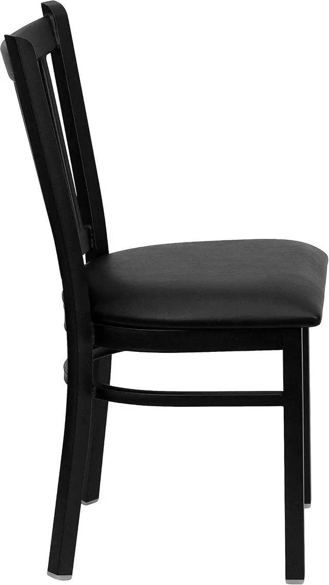 Alt view image 4 of 6 - Flash Furniture Hercules Metal Vertical Back Restaurant Chair, Black | Vinyl Upholstery, Durable Construction, Commercial Use