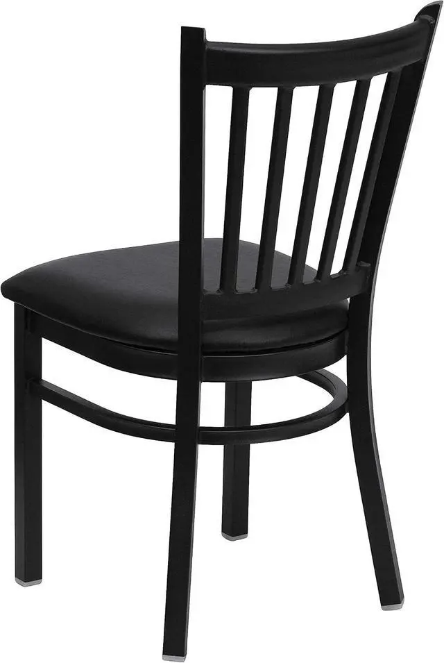 Alt view image 5 of 6 - Flash Furniture Hercules Metal Vertical Back Restaurant Chair, Black | Vinyl Upholstery, Durable Construction, Commercial Use