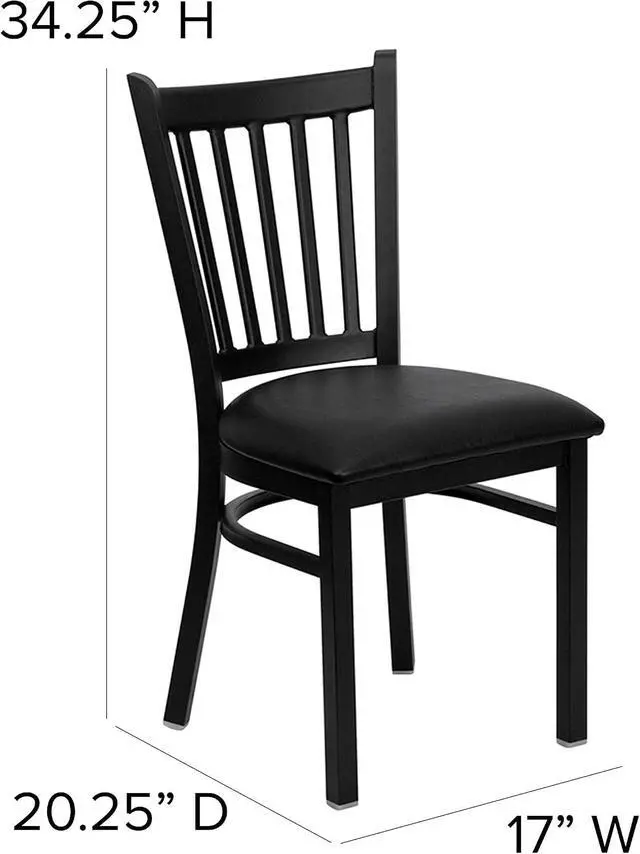 Alt view image 3 of 6 - Flash Furniture Hercules Metal Vertical Back Restaurant Chair, Black | Vinyl Upholstery, Durable Construction, Commercial Use