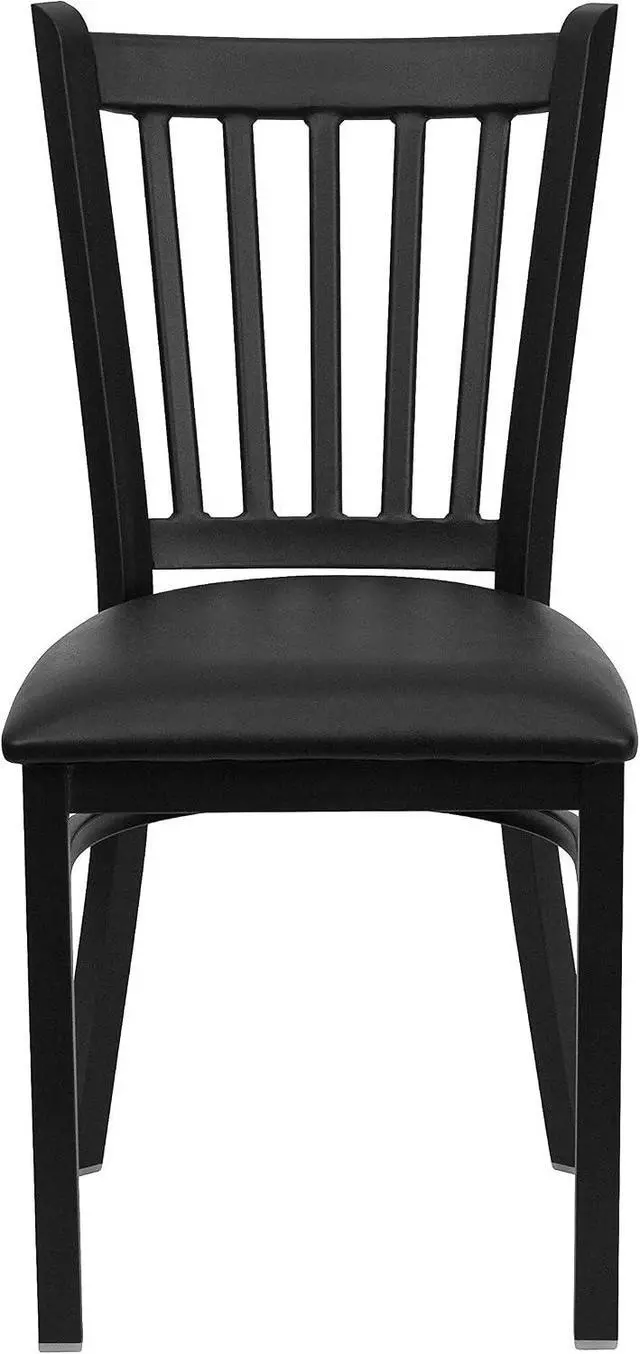 Alt view image 6 of 6 - Flash Furniture Hercules Metal Vertical Back Restaurant Chair, Black | Vinyl Upholstery, Durable Construction, Commercial Use