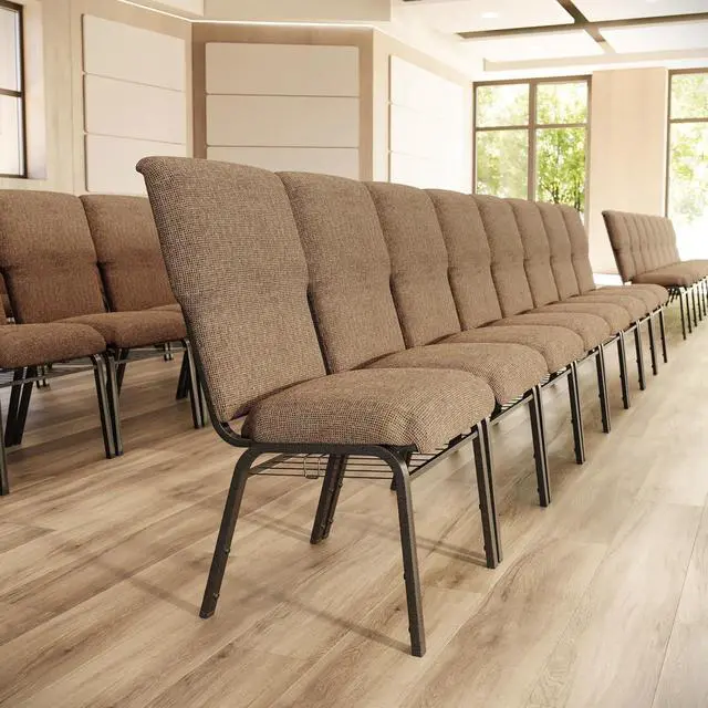 Alt view image 2 of 7 - Flash Furniture Advantage Mixed Tan Discount Church Chair - 21 in. Wide | Durable Construction, Commercial Use