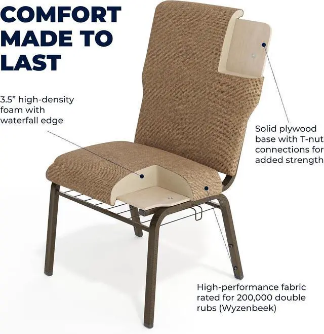 Alt view image 5 of 7 - Flash Furniture Advantage Mixed Tan Discount Church Chair - 21 in. Wide | Durable Construction, Commercial Use