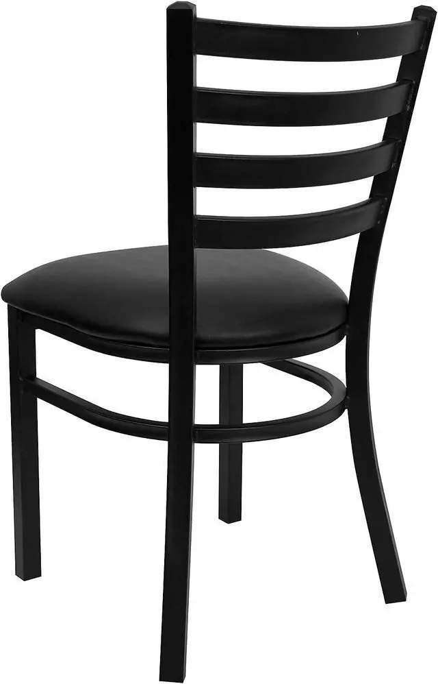 Alt view image 5 of 7 - Flash Furniture Hercules Series Commercial Ladder Back Restaurant Chairs, Modern Lightweight Metal Dining Chairs with Padded Seats, Set of 2, Black