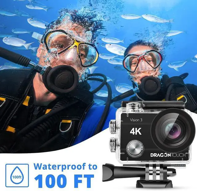 Alt view image 3 of 7 - Dragon Touch Action Camera Vision 3 4K 20MP Underwater Waterproof Camera with Remote 170° Wide Angle WiFi Sports Cam with Mounting Accessories Kit