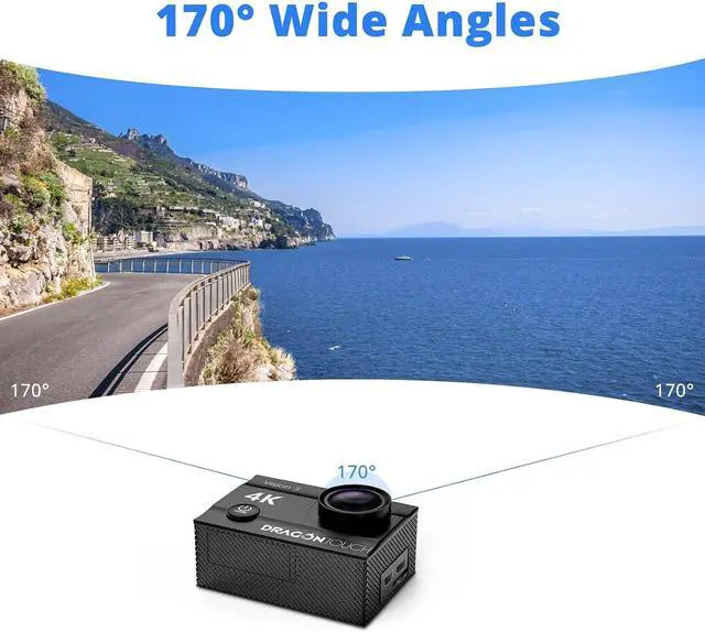 Alt view image 7 of 7 - Dragon Touch Action Camera Vision 3 4K 20MP Underwater Waterproof Camera with Remote 170° Wide Angle WiFi Sports Cam with Mounting Accessories Kit