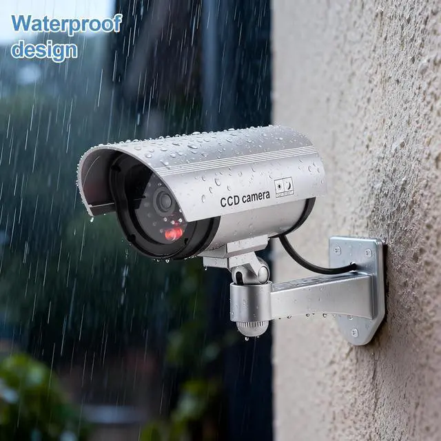 Alt view image 6 of 7 - FITNATE 4-Pack Dummy Security Camera, LED Flashing Light, Outdoor Indoor | Realistic Dummy with Flashing LED, 4 Warning Stickers, Battery Operated, Easy Mount for Home, Office, Outdoor & Indoor