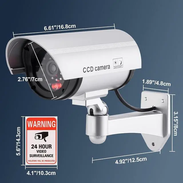 Alt view image 5 of 7 - FITNATE 4-Pack Dummy Security Camera, LED Flashing Light, Outdoor Indoor | Realistic Dummy with Flashing LED, 4 Warning Stickers, Battery Operated, Easy Mount for Home, Office, Outdoor & Indoor