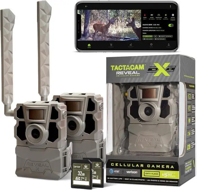 Main image of TACTACAM Reveal X Gen 2.0 LTE Cellular Trail Camera (2 PK) + Two 32GB SD Cards