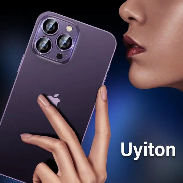 Alt view image 6 of 7 - Uyiton for iPhone 14 Pro/iPhone 14 Pro Max Camera Lens Protector | Case-Friendly, Not Easy to Break, Military-Grade Sapphire Glass with Aluminum Metal Rear Camera Screen Cover, Purple