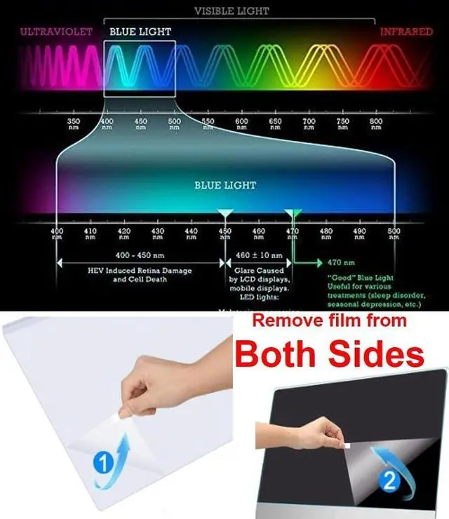 Alt view image 3 of 3 - VizoBlueX 31.5 to 32 inch Universal Blue Light Screen Protector for Computer Monitor and TV. Filter & Damage Protection Panel (28.5 x 17.1 inch) Blocking UV for Displays