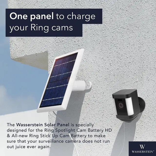Alt view image 2 of 7 - Wasserstein Solar Panel Compatible with Ring Spotlight Cam/Plus/Pro Battery, Stick Up Cam/Pro & Outdoor Cam Plus Battery - Continuous Power for Ring Surveillance Camera (3-Pack, White)