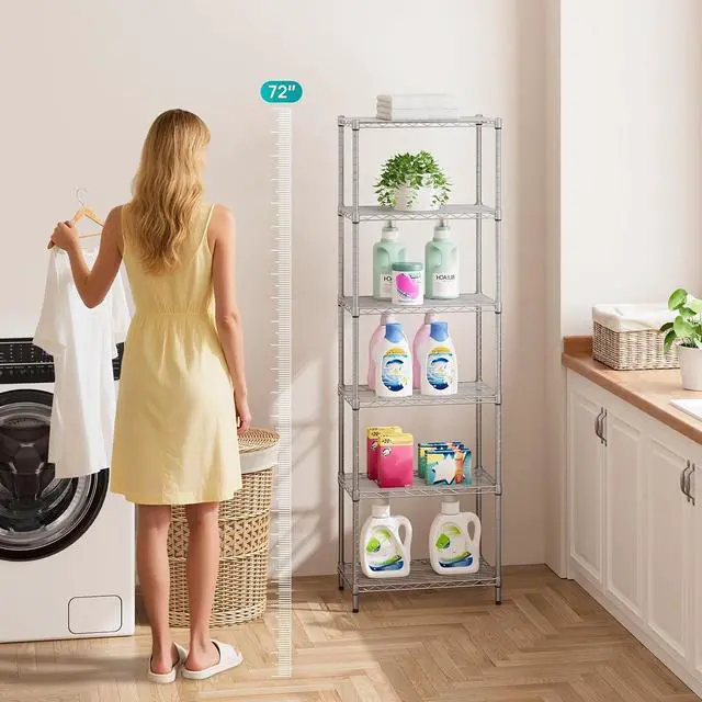 Alt view image 4 of 7 - SINGAYE 6 Metal Shelves Wire Shelving Storage Shelf Adjustable Unit Pantry