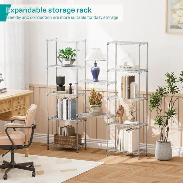 Alt view image 5 of 7 - SINGAYE 6 Metal Shelves Wire Shelving Storage Shelf Adjustable Unit Pantry