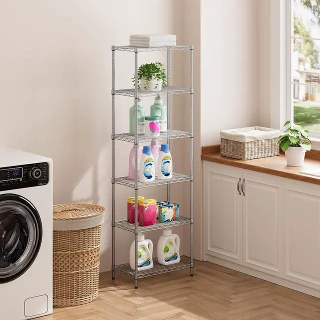 Alt view image 7 of 7 - SINGAYE 6 Metal Shelves Wire Shelving Storage Shelf Adjustable Unit Pantry