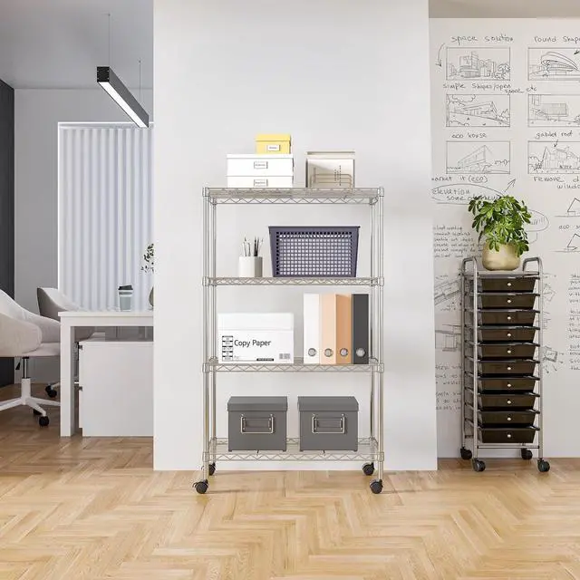 Alt view image 4 of 6 - 4-Tier Steel Wire Shelving, 30" W x 14" D x 49.5" H