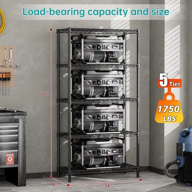 Alt view image 3 of 7 - SINGAYE Shelf Closet Wire ShelvingAdjustable Metal Unit for Laundry Room Organization Bathroom Kitchen Home Garage Storage Pantry Rack Shelves