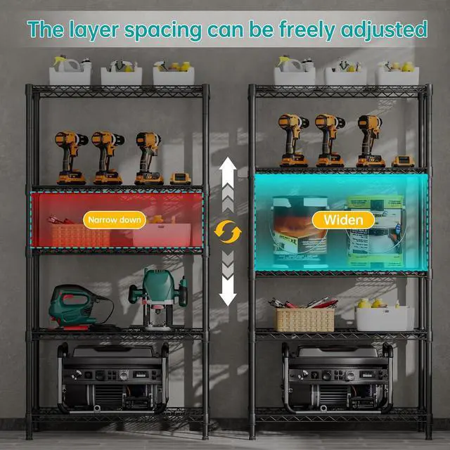 Alt view image 5 of 7 - SINGAYE Shelf Closet Wire ShelvingAdjustable Metal Unit for Laundry Room Organization Bathroom Kitchen Home Garage Storage Pantry Rack Shelves