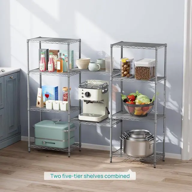 Alt view image 5 of 7 - SINGAYE 5 Metal Shelves Wire Shelving Storage Shelf Adjustable Unit Pantry