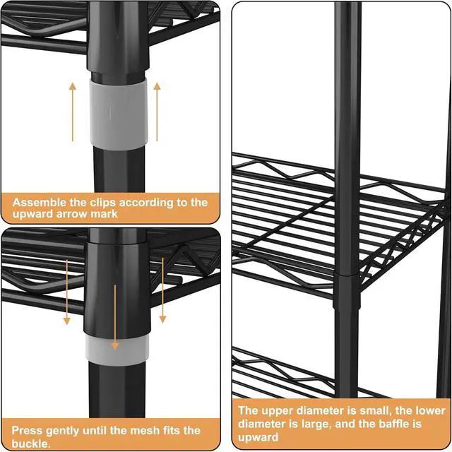 Alt view image 4 of 7 - HOMEFORT 5-Tier Wire Shelving 5 Shelves Unit Metal Storage Rack Durable Organizer Perfect for Pantry Closet Kitchen Laundry Organization in Black