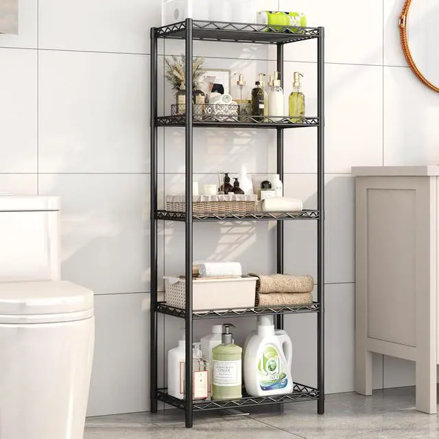 Alt view image 5 of 7 - HOMEFORT 5-Tier Wire Shelving 5 Shelves Unit Metal Storage Rack Durable Organizer Perfect for Pantry Closet Kitchen Laundry Organization in Black