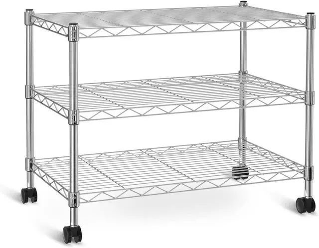 Main image of YSSOA 3-Tier Heavy Duty Storage Shelves 750Lb Capacity, 24.02" D x 13.78" W x 21.97" H Shelving Unit for Pantry, Garage, Laundry and Kitchen, Chrome