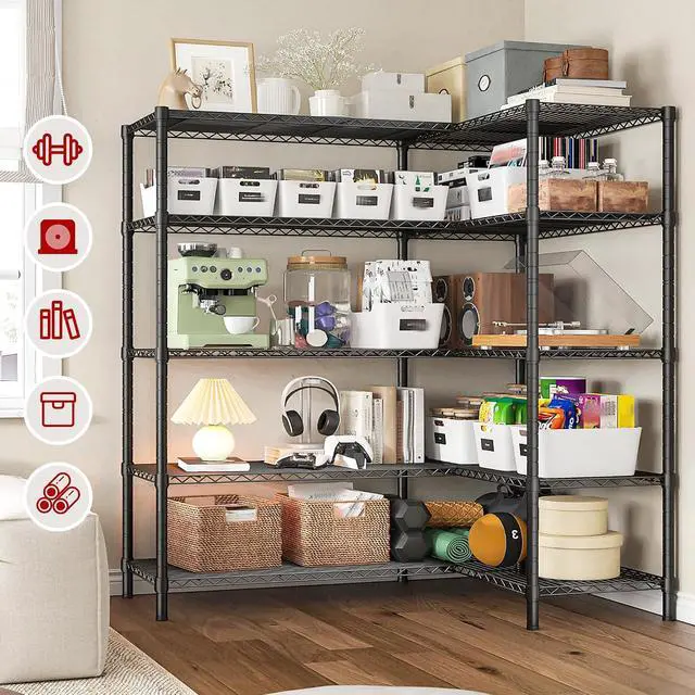 Alt view image 6 of 7 - REIBII 5-Tier Heavy Duty Wire Shelving Unit, 1430LBS Storage Shelf Rack