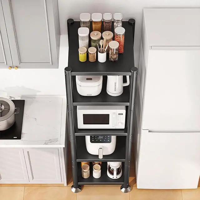 Alt view image 7 of 7 - PXRACK 5-Tier Kitchen Storage Shelves, Adjustable Metal Shelves for Storage Pantry Shelves with Rolling Wheels, Storage Rack Shelving Unit Organizer for Bedroom Laundry Closet