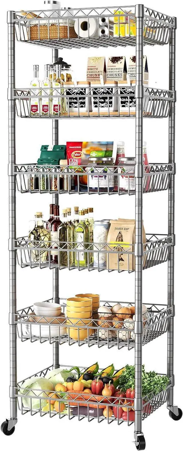 Main image of SINGAYE 6 Tier Shelf Wire Shelving Adjustable Storage Shelves Basket Rack