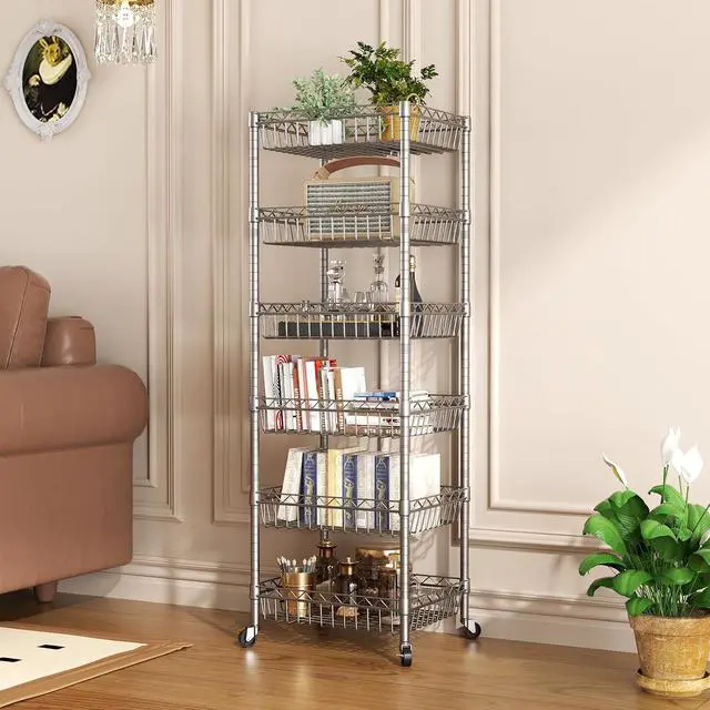 Alt view image 2 of 7 - SINGAYE 6 Tier Shelf Wire Shelving Adjustable Storage Shelves Basket Rack