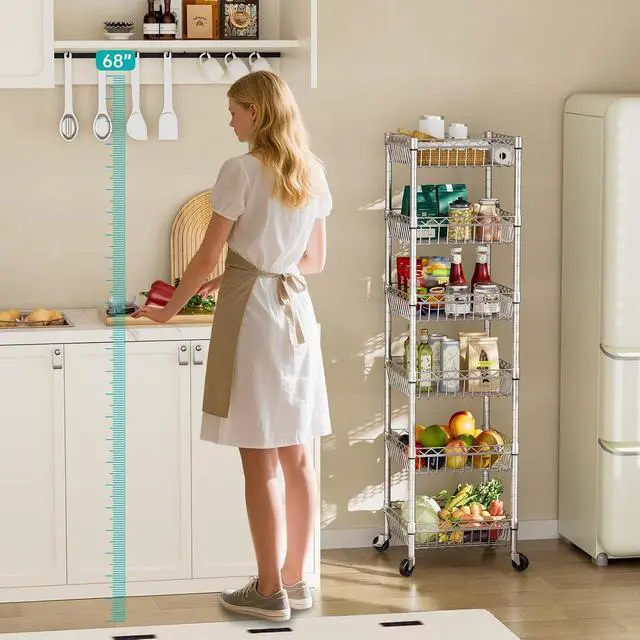 Alt view image 4 of 7 - SINGAYE 6 Tier Shelf Wire Shelving Adjustable Storage Shelves Basket Rack