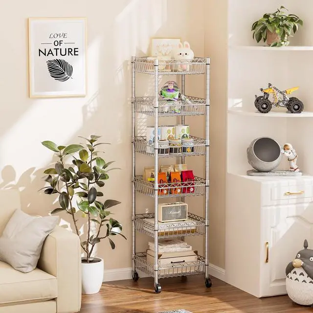 Alt view image 6 of 7 - SINGAYE 6 Tier Shelf Wire Shelving Adjustable Storage Shelves Basket Rack