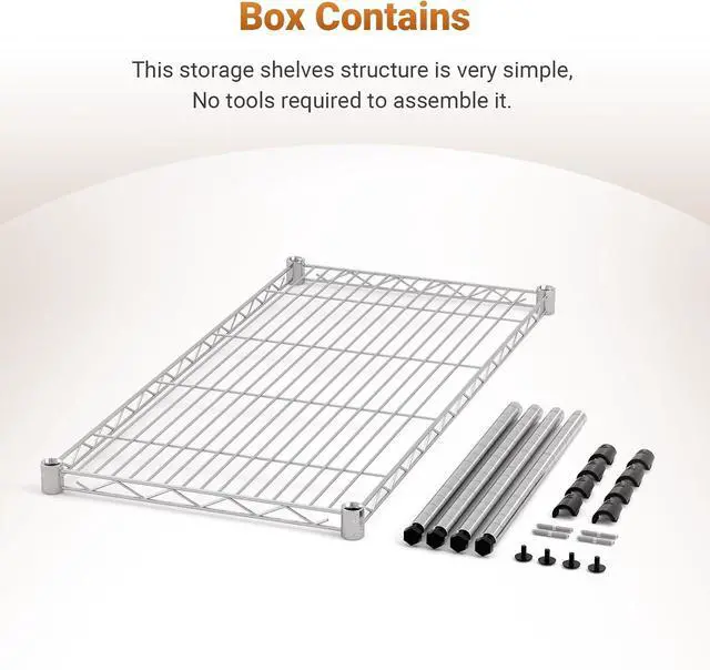 Alt view image 4 of 6 - Simple Deluxe Heavy Duty 1-Shelf Shelving, Adjustable Storage Units, Steel Organizer Wire Rack, 29.92" W x 13.78" D x 14.96" H, Chrome,2-Pack