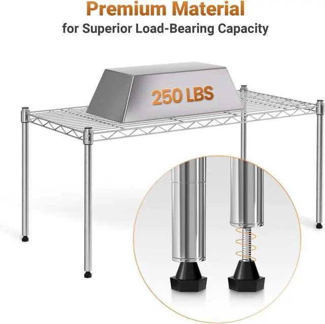 Alt view image 5 of 6 - Simple Deluxe Heavy Duty 1-Shelf Shelving, Adjustable Storage Units, Steel Organizer Wire Rack, 29.92" W x 13.78" D x 14.96" H, Chrome,2-Pack